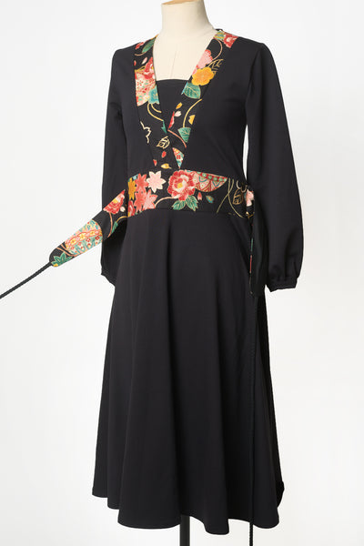 Robe NAGOYA Botan noir - Fleurs d'Ascenseurs