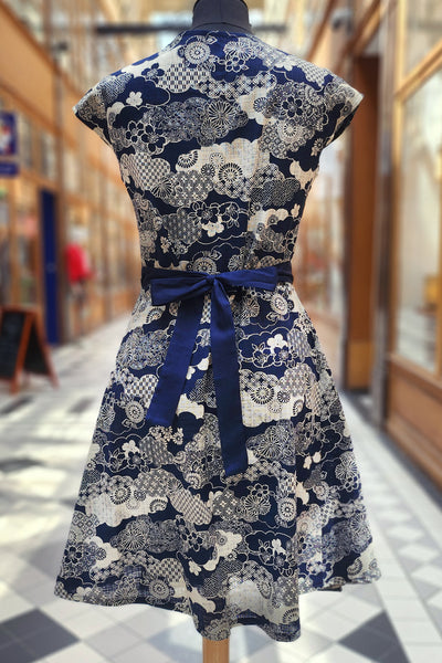 Robe japonaise NOA Nuages indigo - Fleurs d'Ascenseurs