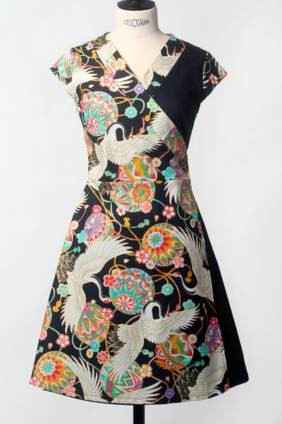 Robe japonaise NOA Temari noir - Fleurs d'Ascenseurs