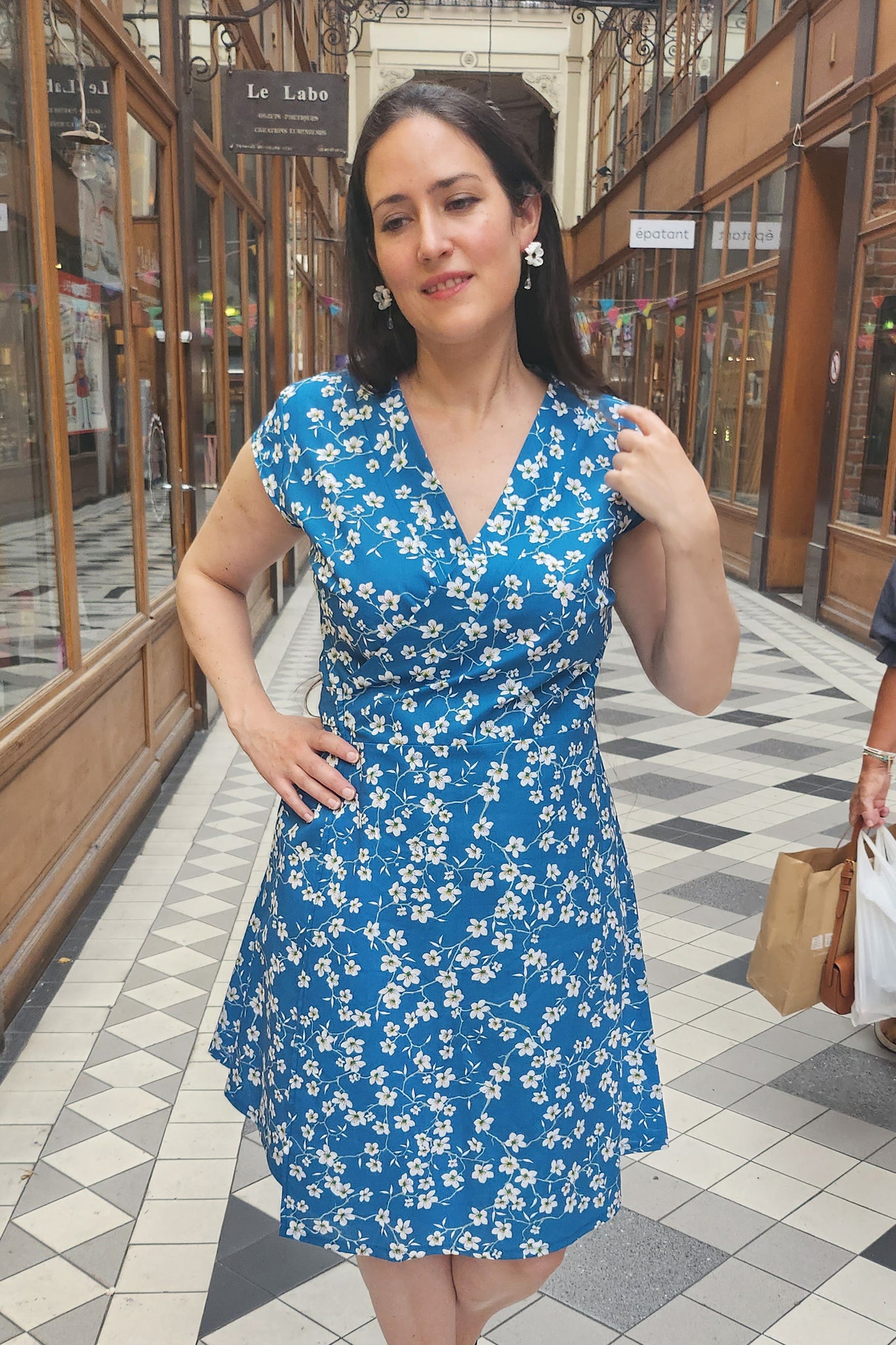 Robe japonaise NOA Amandiers turquoise