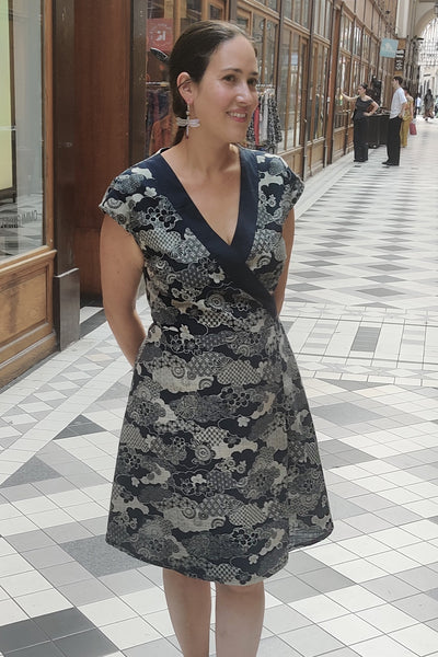 Robe japonaise NOA Nuages indigo