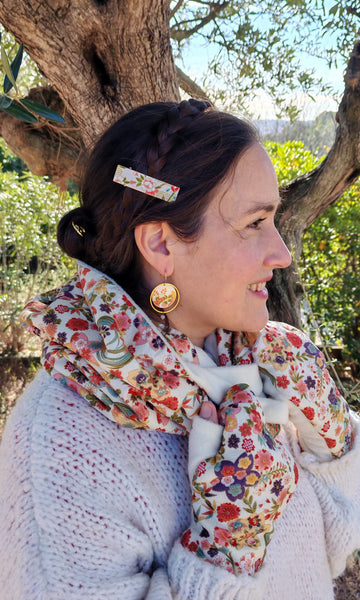 TRIO de petites pinces WASHI Camélia blanc