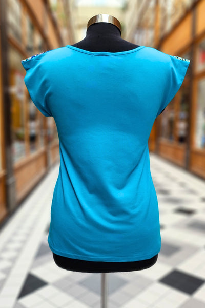T-shirt NAOKO Ume turquoise - Fleurs d'Ascenseurs
