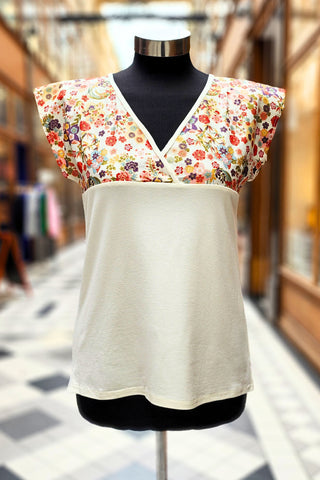 T-shirt NAOKO Shiro - Fleurs d'Ascenseurs