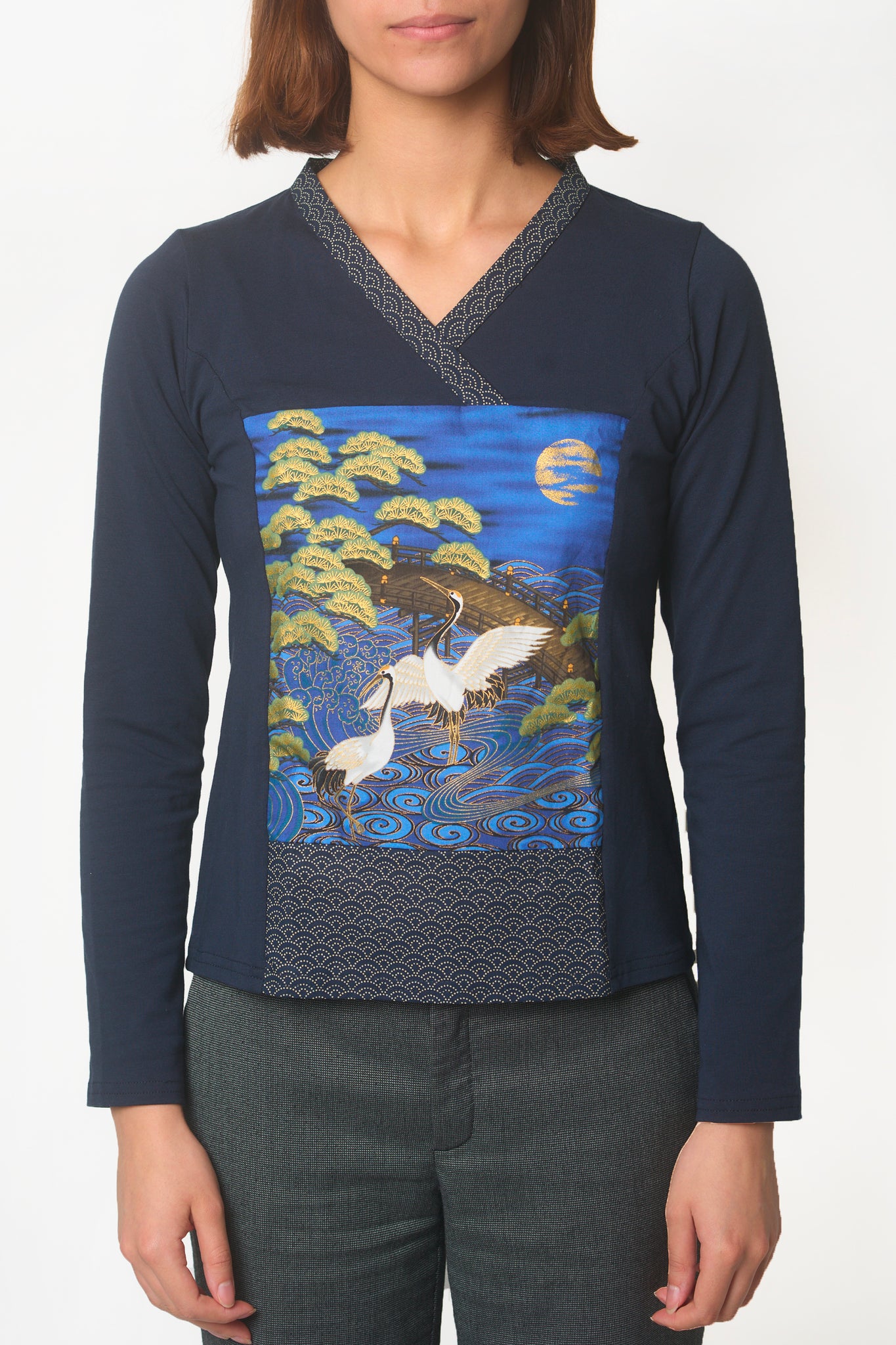 T-shirt à manches longues YOKO Orage bleu - Fleurs d'Ascenseurs