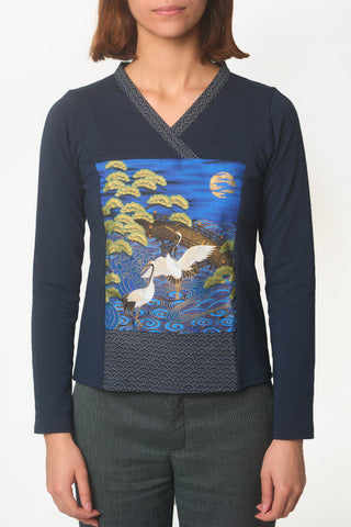 T-shirt à manches longues YOKO Orage bleu - Fleurs d'Ascenseurs