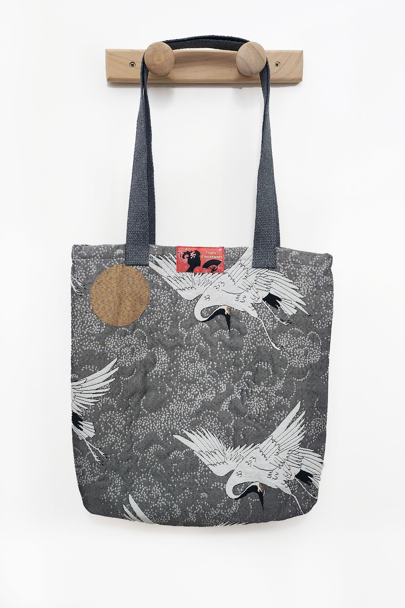 Sac totebag Grues et lune dorée - Fleurs d'Ascenseurs