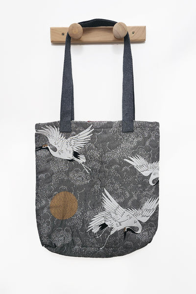 Sac totebag Grues et lune dorée - Fleurs d'Ascenseurs