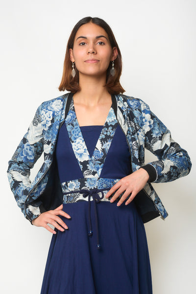 Veste bombers SHURI Grues argent - Fleurs d'Ascenseurs