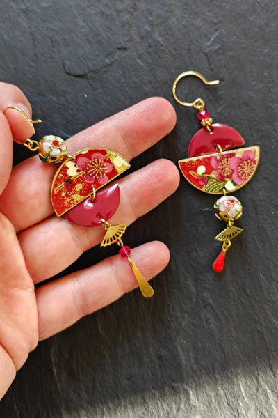 Boucles d'oreilles BYZANCE Douceur bordeaux