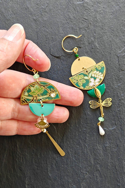 Boucles d'oreilles BYZANCE Mousse fleurie