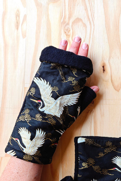 Mitaines KOYUKI Envol de grues noir