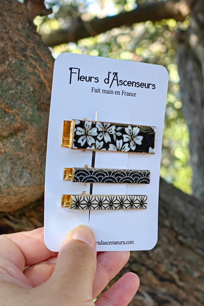 TRIO de petites pinces WASHI Cerisier noir