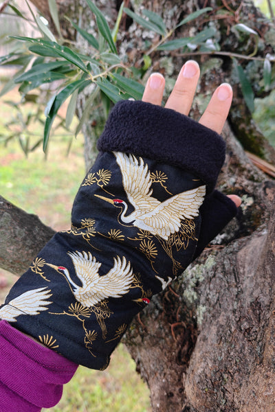 Mitaines KOYUKI Envol de grues noir