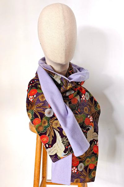 Echarpe MIRE Grues dans les pins violet clair