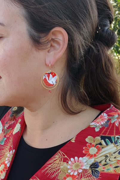 Boucles d'oreilles ASAHI Grues rouges