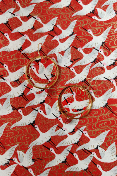 Boucles d'oreilles ASAHI Grues rouges