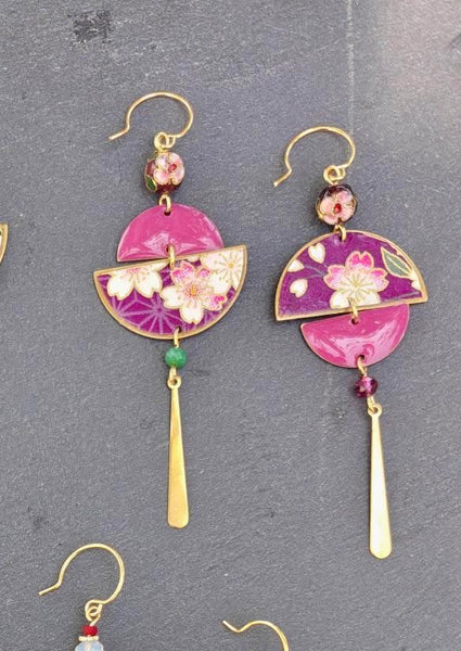 Boucles d'oreilles BYZANCE Sakura violet
