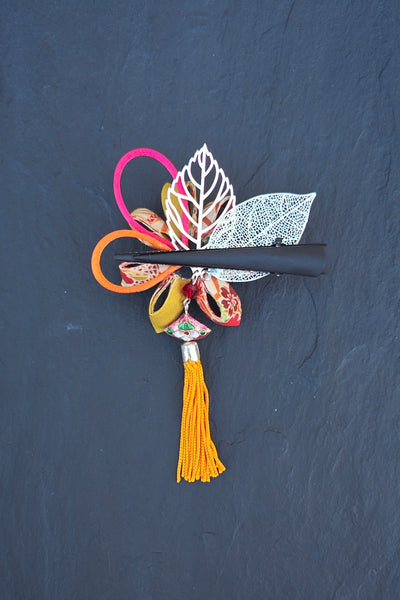 Barrette TOURNESOL jaune orangée