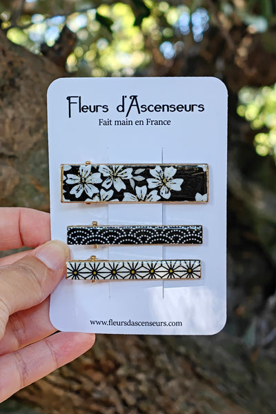 TRIO de petites pinces WASHI Cerisier noir