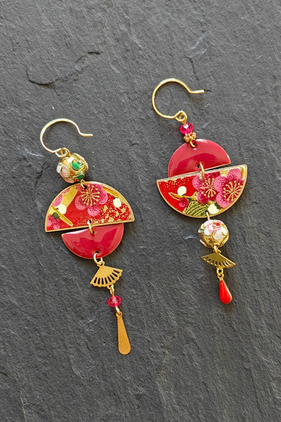 Boucles d'oreilles BYZANCE Douceur bordeaux