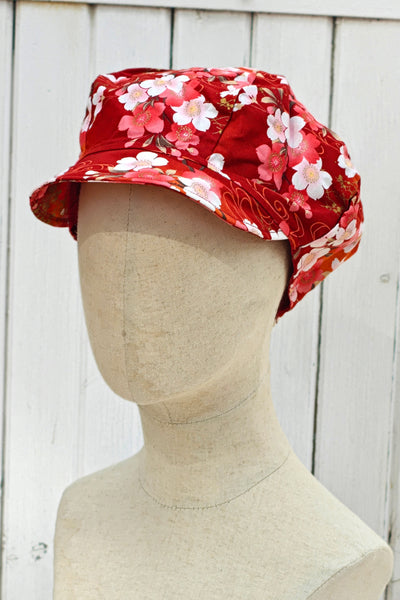 Casquette KAME Sakura bordeaux et orangé