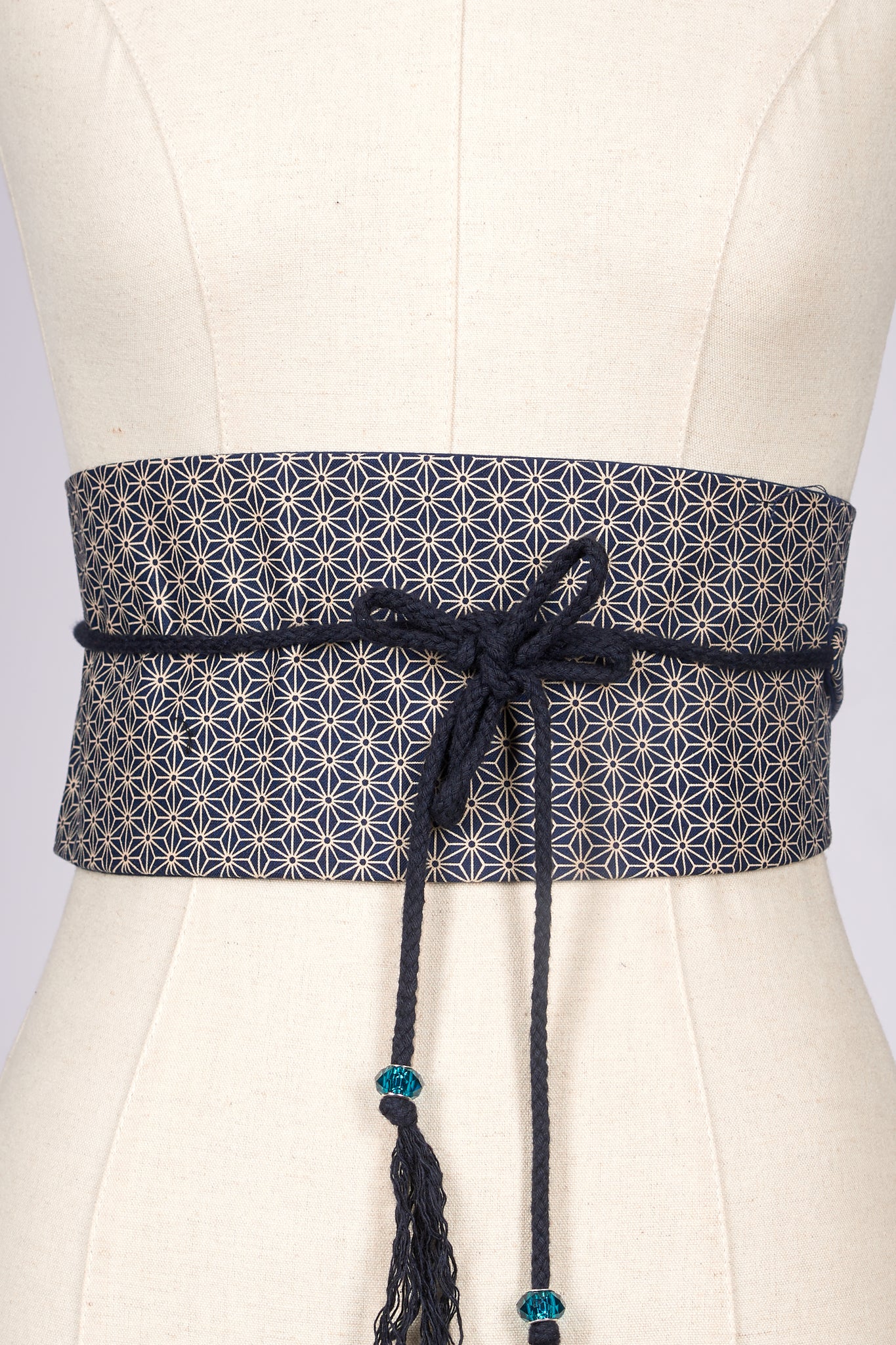 Ceinture Obi Asanoha marine - Fleurs d'Ascenseurs