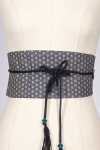 Ceinture Obi Asanoha marine - Fleurs d'Ascenseurs