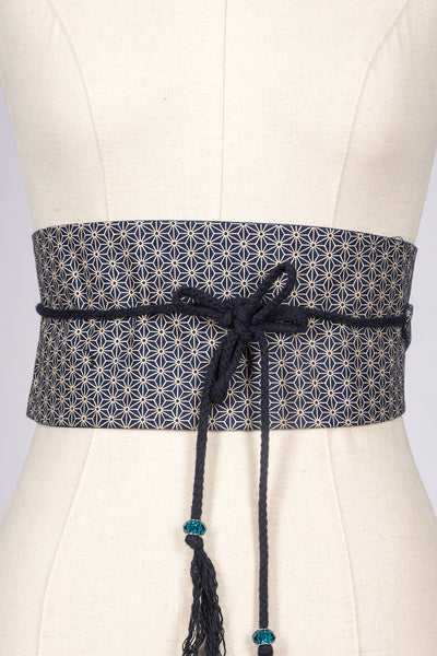 Ceinture Obi Asanoha marine - Fleurs d'Ascenseurs