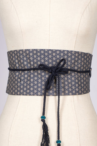 Ceinture Obi Asanoha marine - Fleurs d'Ascenseurs