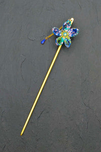 Pic à cheveux KANZASHI Ume turquoise - Fleurs d'Ascenseurs