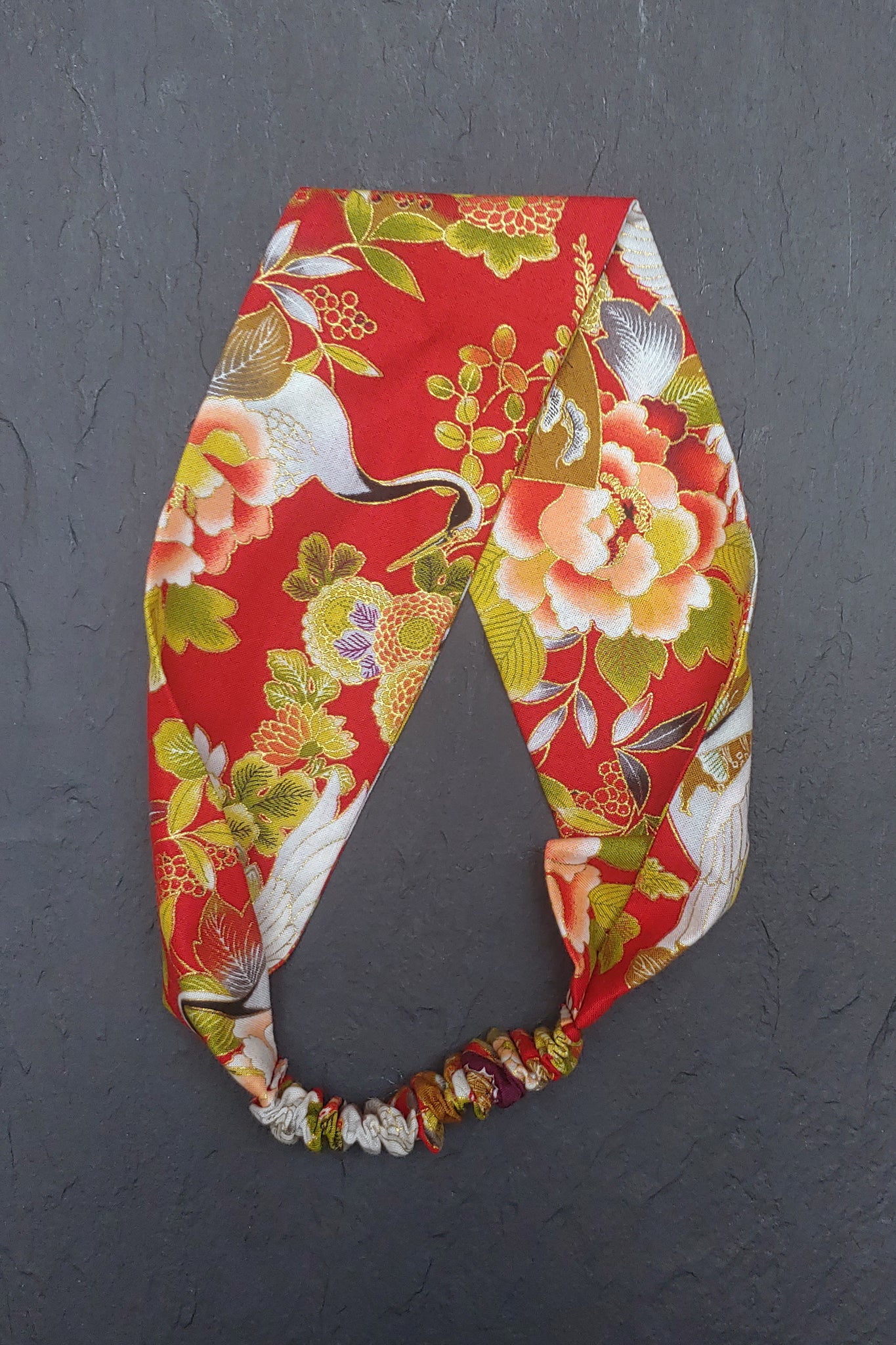 Bandeau à cheveux Momotsuru rouge - Fleurs d'Ascenseurs