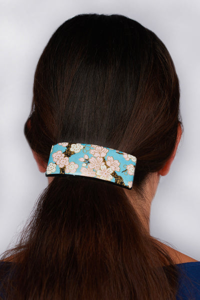 Coiffure avec barrette japonaise en papier washi laqué - Fleurs d'Ascenseurs