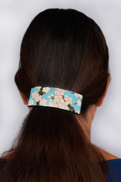 Coiffure avec barrette japonaise en papier washi laqué - Fleurs d'Ascenseurs