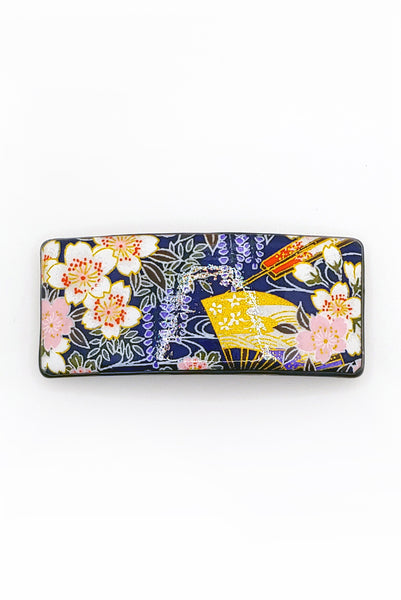 Barrette large WASHI Jardin bleu - Fleurs d'Ascenseurs