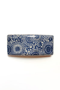 Grande barrette en papier japonais laqué Porcelaine - Fleurs d'Ascenseurs