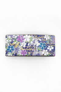 Barrette large WASHI Rivière fleurie violet - Fleurs d'Ascenseurs