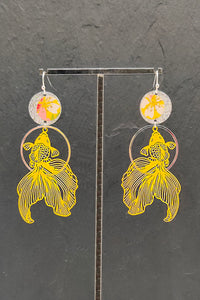 Boucles d'oreilles POISSON jaune - Fleurs d'Ascenseurs