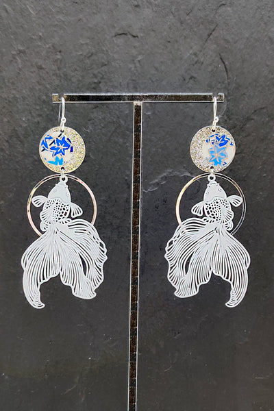 Boucles d'oreilles POISSON blanc - Fleurs d'Ascenseurs