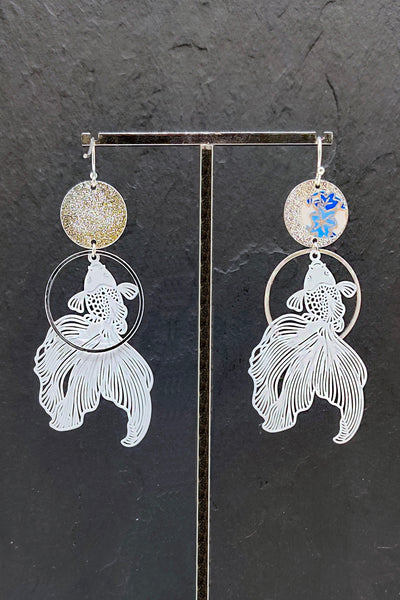 Boucles d'oreilles POISSON blanc - Fleurs d'Ascenseurs