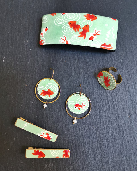 Boucles d'oreilles ASAHI Poissons vert - Fleurs d'Ascenseurs