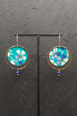 Boucles d'oreilles ASAHI Cerisier turquoise - Fleurs d'Ascenseurs