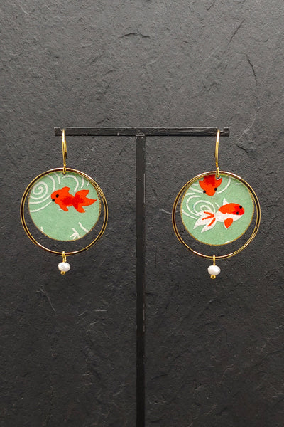 Boucles d'oreilles ASAHI Poissons vert - Fleurs d'Ascenseurs
