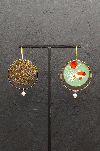 Boucles d'oreilles ASAHI Poissons vert - Fleurs d'Ascenseurs