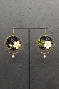 Boucles d'oreilles ASAHI Sakura noir - Fleurs d'Ascenseurs