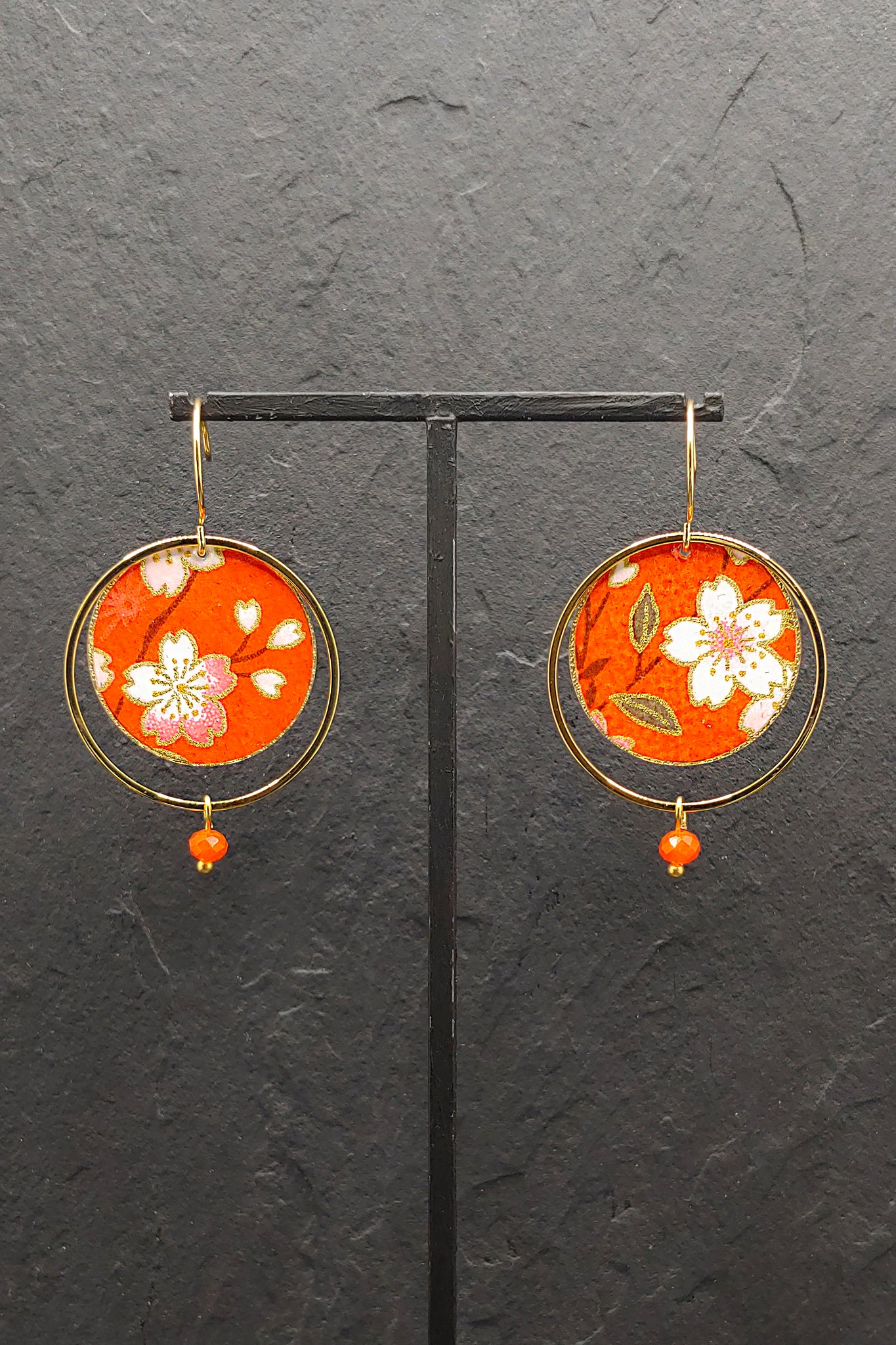 Boucles d'oreilles ASAHI Sakura orange - Fleurs d'Ascenseurs