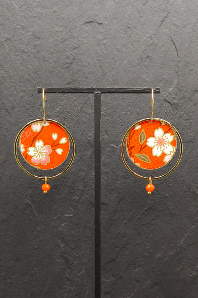 Boucles d'oreilles ASAHI Sakura orange - Fleurs d'Ascenseurs