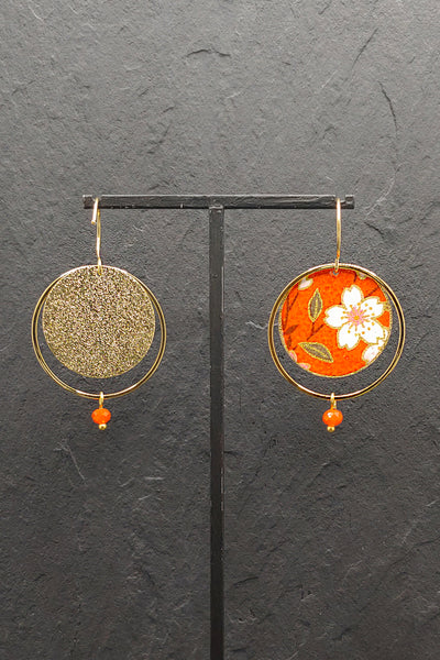 Boucles d'oreilles ASAHI Sakura orange - Fleurs d'Ascenseurs