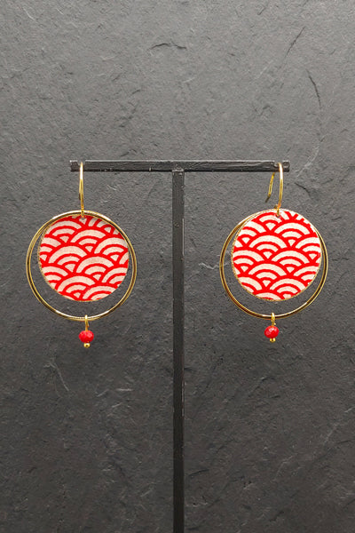 Boucles d'oreilles ASAHI Nami rouge - Fleurs d'Ascenseurs