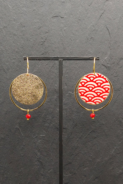 Boucles d'oreilles ASAHI Nami rouge - Fleurs d'Ascenseurs